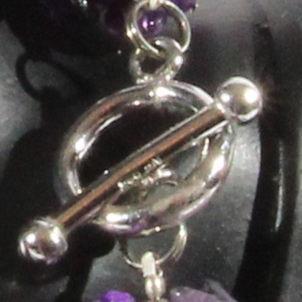 Sterling Silver .925 Amethyst and Pearl Stone Necklace - Picture 9 of 11